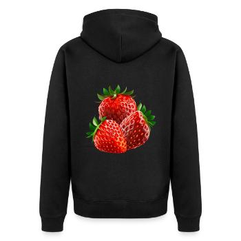 Erdbeere Erdbeeren - Unisex Premium Bio Zip Hoodie - Schwarz - Hinten - Nico (187cm)