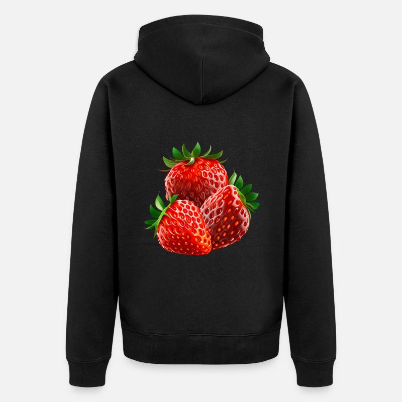 Erdbeere Erdbeeren - Unisex Premium Bio Zip Hoodie - Schwarz