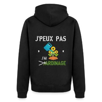 J Peux Pas J Ai Jardinage - Veste à capuche bio Premium Unisexe - noir - Dos - Nico (187cm)