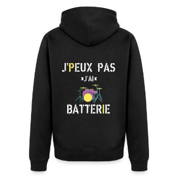 J Peux Pas J ai Batterie - Veste à capuche bio Premium Unisexe - noir - Dos - Nico (187cm)