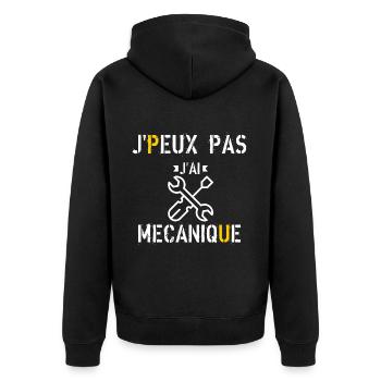 J Peux Pas J ai Mécanique - Veste à capuche bio Premium Unisexe - noir - Dos - Nico (187cm)