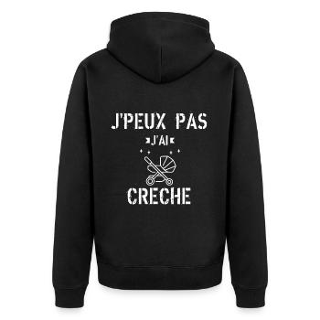 J Peux Pas J ai Crèche - Veste à capuche bio Premium Unisexe - noir - Dos - Nico (187cm)