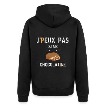 J Peux Pas J ai Chocolatine - Veste à capuche bio Premium Unisexe - noir - Dos - Nico (187cm)
