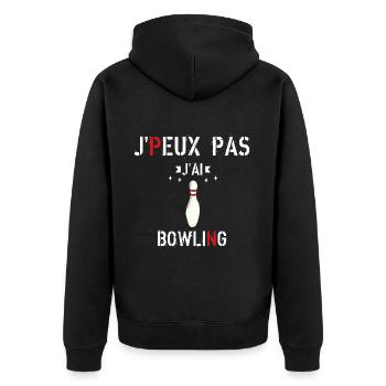 J Peux Pas J Ai Bowling - Veste à capuche bio Premium Unisexe - noir - Dos - Nico (187cm)
