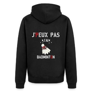 J Peux Pas J Ai Badminton - Veste à capuche bio Premium Unisexe - noir - Dos - Nico (187cm)
