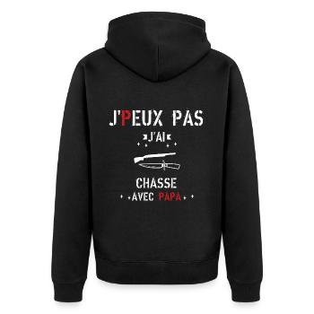 J Peux Pas J ai Chasse avec papa - Veste à capuche bio Premium Unisexe - noir - Dos - Nico (187cm)