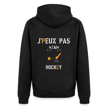 J Peux Pas J ai Hockey - Veste à capuche bio Premium Unisexe - noir - Dos - Nico (187cm)
