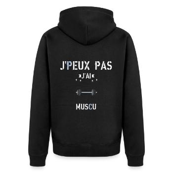 J Peux Pas J Ai Muscu - Veste à capuche bio Premium Unisexe - noir - Dos - Nico (187cm)
