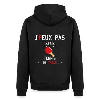 J Peux Pas J Ai Tennis de Table - Veste à capuche bio Premium Unisexe - noir - Dos - Nico (187cm)