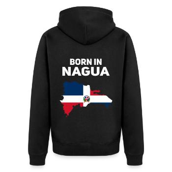 Dominikanische Republik - Unisex Premium Bio Zip Hoodie - Schwarz - Hinten - Nico (187cm)