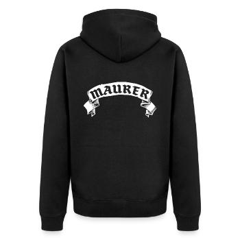 Maurer banderole - Unisex Premium Bio Zip Hoodie - Schwarz - Hinten - Nico (187cm)