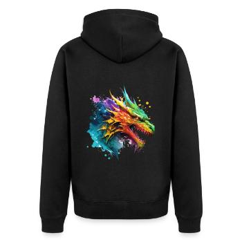 Dragon Fantasy Magic Mystic Creature Animal Colorful - Unisex Premium Organic Zip Hoodie - black - Back - Nico (187cm)