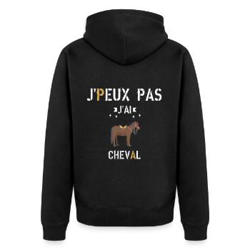 J Peux Pas J Ai Cheval - Veste à capuche bio Premium Unisexe - noir - Dos - Nico (187cm)
