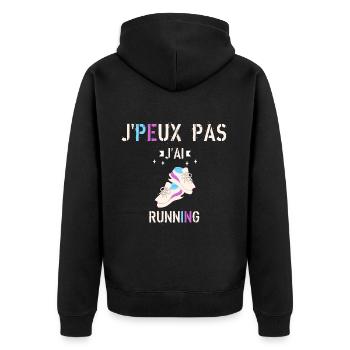 J Peux pas j ai running - Veste à capuche bio Premium Unisexe - noir - Dos - Nico (187cm)