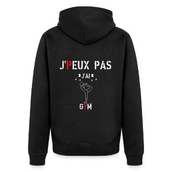 J Peux Peux Pas J Ai Gym - Veste à capuche bio Premium Unisexe - noir - Dos - Nico (187cm)