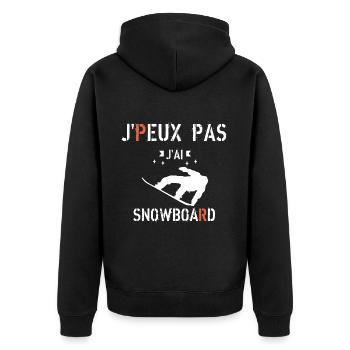 J Peux Pas J ai Snowboard - Veste à capuche bio Premium Unisexe - noir - Dos - Nico (187cm)