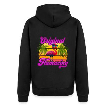 Original Flamazing Flamingo Sommer Party Feiern - Unisex Premium Bio Zip Hoodie - Schwarz - Hinten - Nico (187cm)