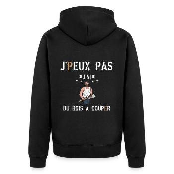 J peux pas j ai du bois à couper - Veste à capuche bio Premium Unisexe - noir - Dos - Nico (187cm)