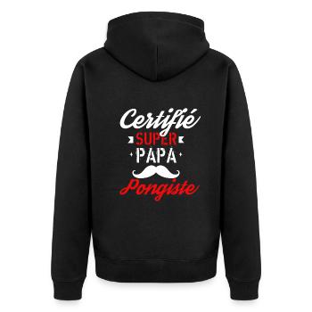 Certifié Super papa pongiste - Veste à capuche bio Premium Unisexe - noir - Dos - Nico (187cm)