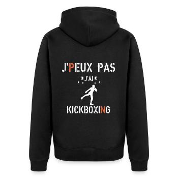 J Peux Pas J ai kickboxing - Veste à capuche bio Premium Unisexe - noir - Dos - Nico (187cm)