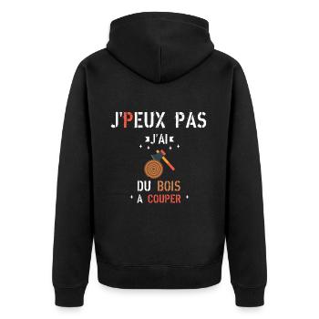 J Peux Pas J Ai du bois à couper - Veste à capuche bio Premium Unisexe - noir - Dos - Nico (187cm)