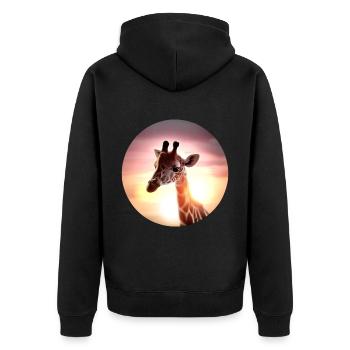 Young giraffe in sunset - Unisex Premium Organic Zip Hoodie - black - Back - Nico (187cm)