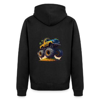 Monstertruck - Unisex Premium Bio Zip Hoodie - Schwarz - Hinten - Nico (187cm)