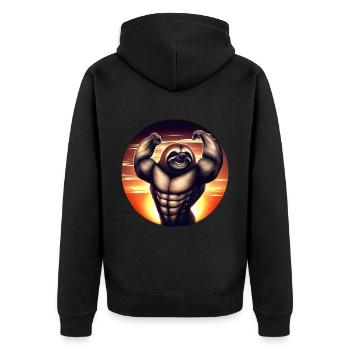 Muscular sloth in sunset - Unisex Premium Organic Zip Hoodie - black - Back - Nico (187cm)
