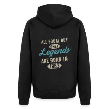 Legends are born in 1963 anniversaire - Veste à capuche bio Premium Unisexe - noir - Dos - Nico (187cm)