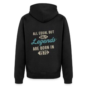 Legends are born in 1970 anniversaire - Veste à capuche bio Premium Unisexe - noir - Dos - Nico (187cm)