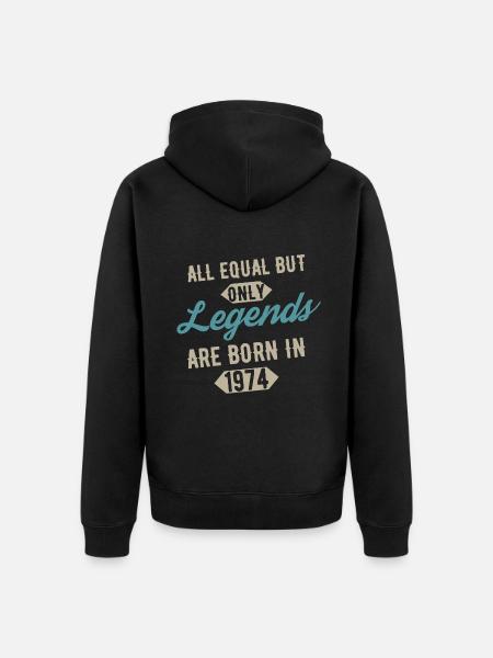Legends are born in 1974 anniversary - Unisex Premium Organic Zip Hoodie - black