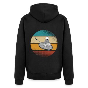Badminton - Unisex Premium Bio Zip Hoodie - Schwarz - Hinten - Nico (187cm)