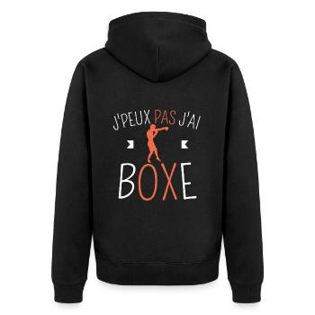 J peux pas j ai boxe - Veste à capuche bio Premium Unisexe - noir - Dos - Nico (187cm)