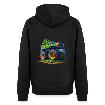 Monstertruck - Unisex Premium Bio Zip Hoodie - Schwarz - Hinten - Nico (187cm)