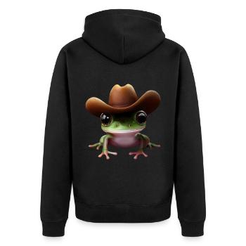 Cowboy Frog - Unisex Premium Organic Zip Hoodie - black - Back - Nico (187cm)