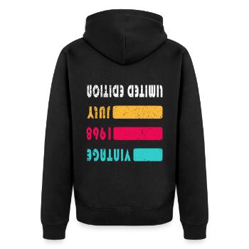 Juli 1968 Jahrestag Juli 1968 Juli - Unisex Premium Bio Zip Hoodie - Schwarz - Hinten - Nico (187cm)