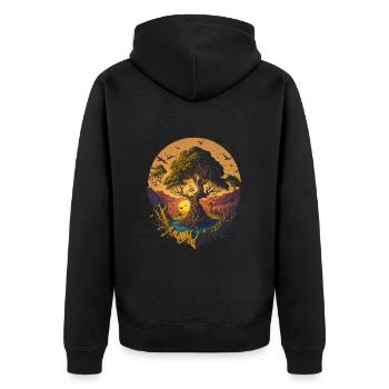 Bonsai Tree Bonsai Bowl Japanese Tree - Unisex Premium Organic Zip Hoodie - black - Back - Nico (187cm)