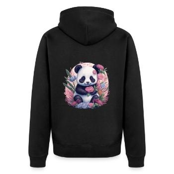 Fleurs de panda - Veste à capuche bio Premium Unisexe - noir - Dos - Nico (187cm)