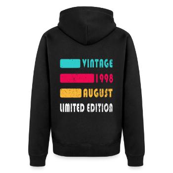 August 1998 Jahrestag August 1998 August - Unisex Premium Bio Zip Hoodie - Schwarz - Hinten - Nico (187cm)