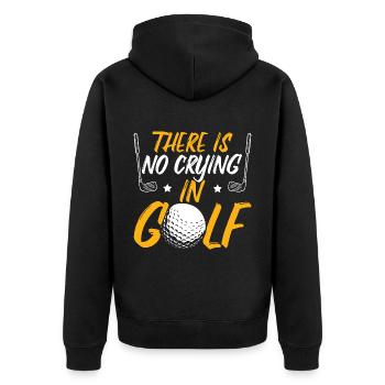 Beim Golf wird nicht geweint - Unisex Premium Bio Zip Hoodie - Schwarz - Hinten - Nico (187cm)