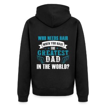 Großartiger Vater der Welt - Unisex Premium Bio Zip Hoodie - Schwarz - Hinten - Nico (187cm)