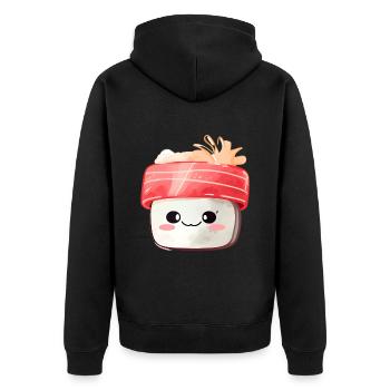 Sushi - Unisex Premium Organic Zip Hoodie - black - Back - Nico (187cm)