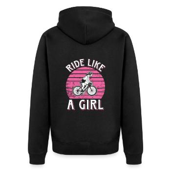 Ride Like A Girl Bike Fahrrad - Unisex Premium Organic Zip Hoodie - black - Back - Nico (187cm)