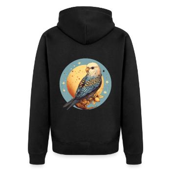 Wellensittich - Unisex Premium Bio Zip Hoodie - Schwarz - Hinten - Nico (187cm)