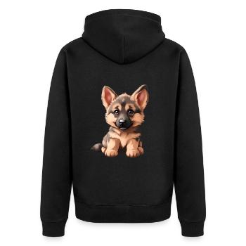 German Shepherd Puppy | German Shepherd puppy - Unisex Premium Organic Zip Hoodie - black - Back - Nico (187cm)