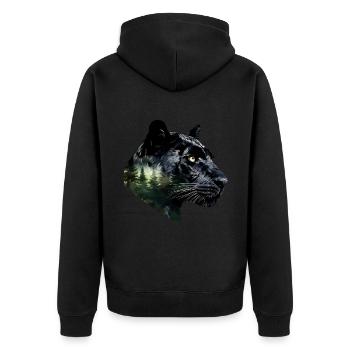 Panther - Unisex Premium Organic Zip Hoodie - black - Back - Nico (187cm)