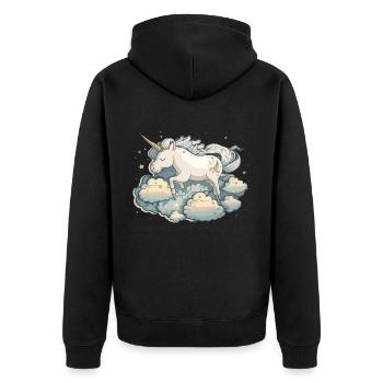 La licorne chevauchant des nuages - Veste à capuche bio Premium Unisexe - noir - Dos - Nico (187cm)