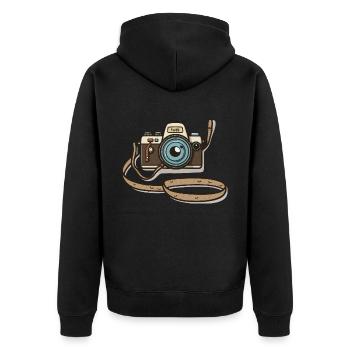 The Classic Photographer - Unisex Premium Organic Zip Hoodie - black - Back - Nico (187cm)
