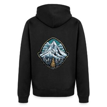 Berge Bergsteiger Symbol - Unisex Premium Bio Zip Hoodie - Schwarz - Hinten - Nico (187cm)