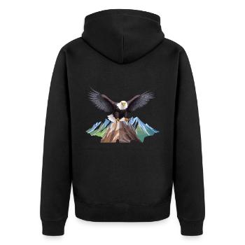 Majestic Eagle - Unisex Premium Organic Zip Hoodie - black - Back - Nico (187cm)